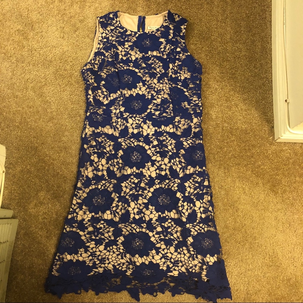 Blue and Tan Lace Dress